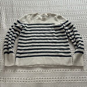 Striped Cream and Navy Women's Sweater